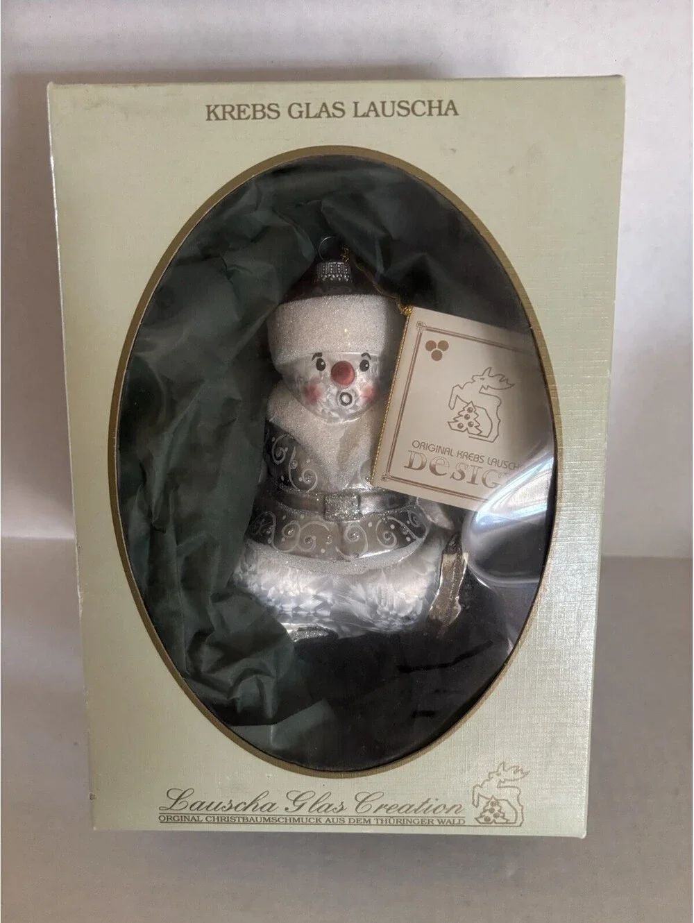 Krebs Lauscha Mouth Blown Glass Snowman Christmas Ornament Germany VTG